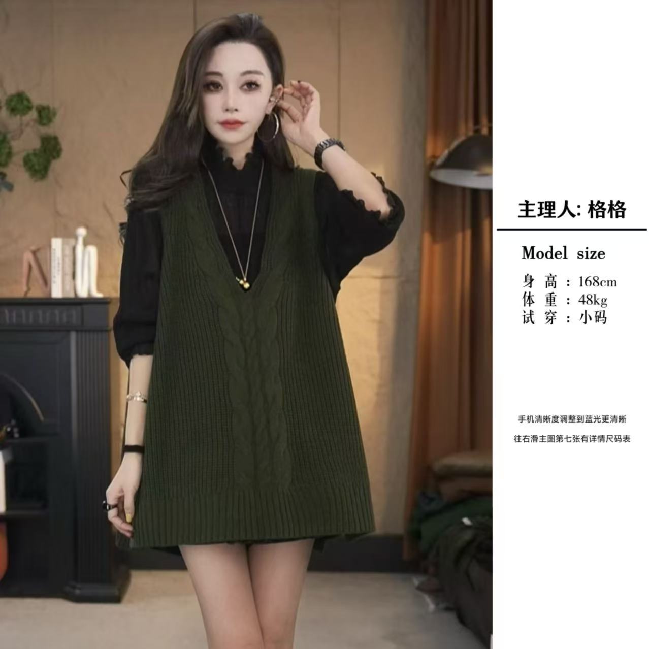 【格小姐】2531-2秋新款设计感流苏风时尚潮流V领宽松网红款马甲