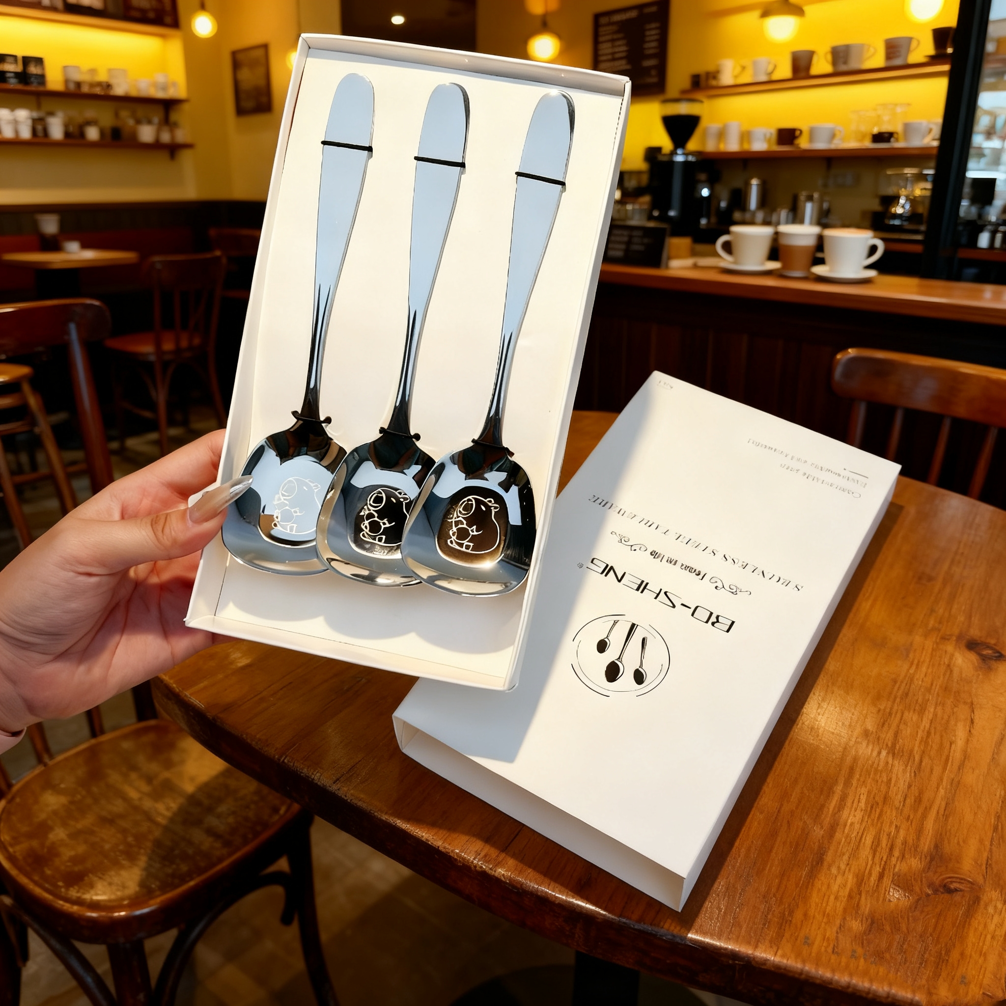 福禄平底勺礼盒装304不锈钢平底勺家用干饭勺