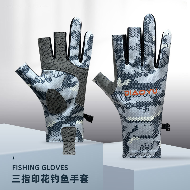 户外运动秋冬季户外加厚冰丝透气耐磨防滑速干半指露指钓鱼手套