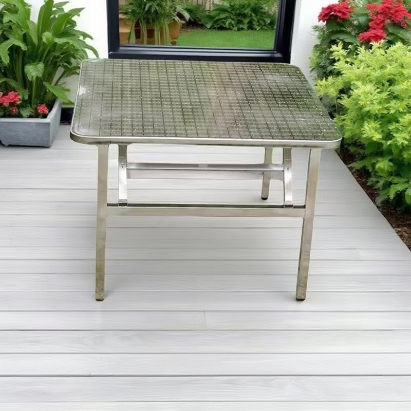 圆角全不锈钢弹簧折叠桌夜市快餐桌家庭户外学习桌简易加厚圆角桌