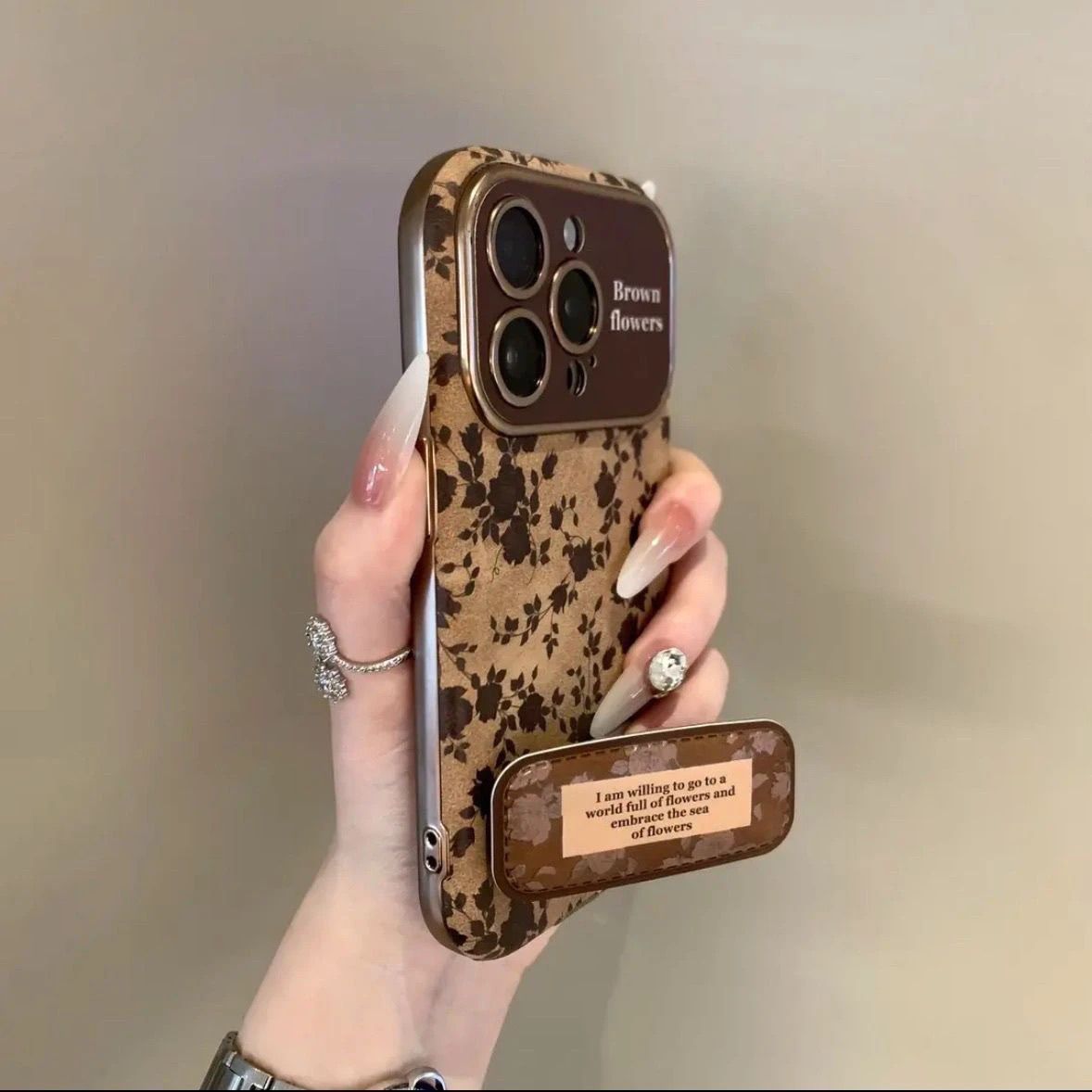 复古玫瑰花适用苹果15手机壳皮质iPhone16Pro全包14防摔13轻奢12