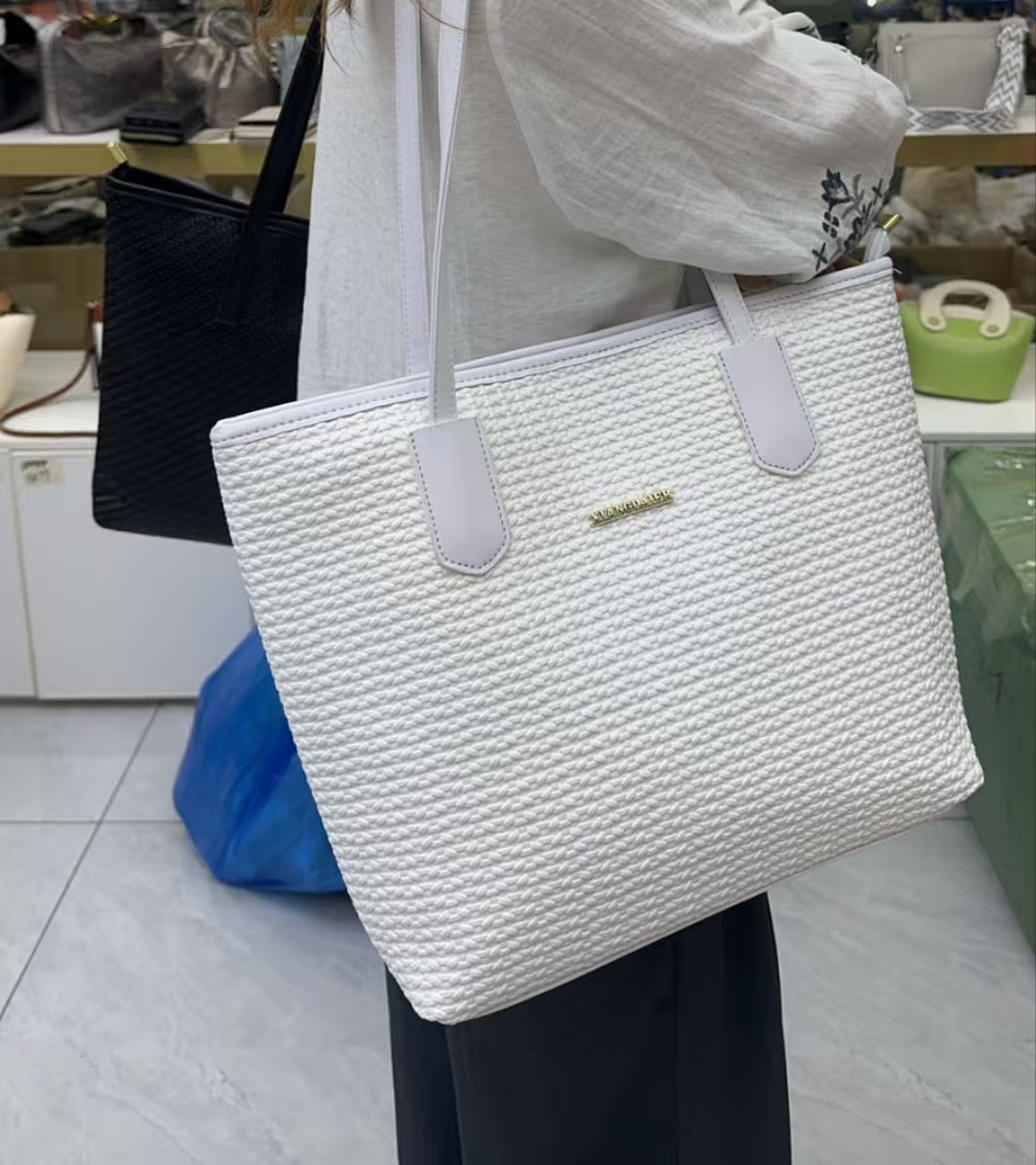 2025年时尚拉链双根大托特百搭纯色时尚潮流单肩包手拎包1