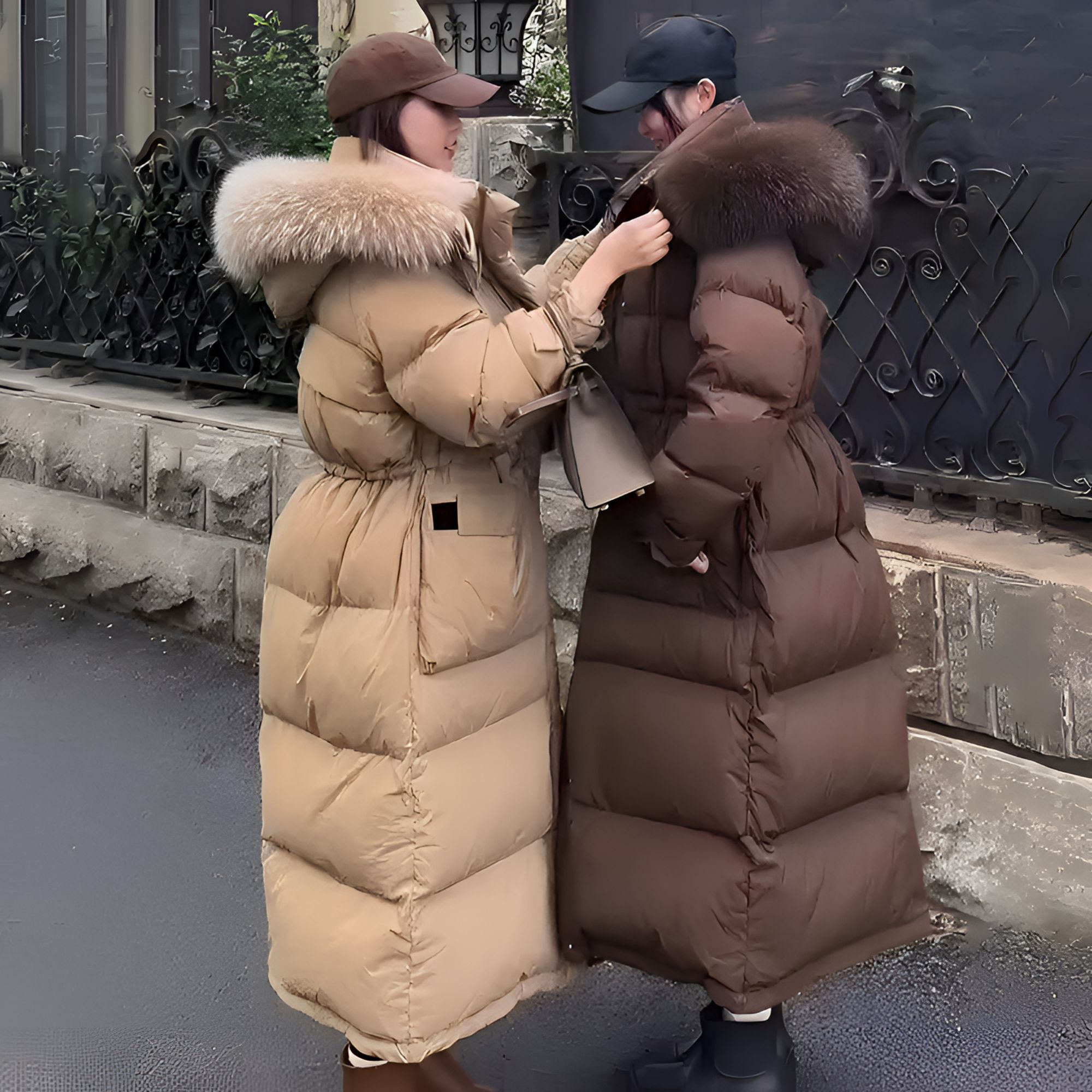 加长款大码女装反季大毛领品牌下架女装过膝女士网红款外套收腰