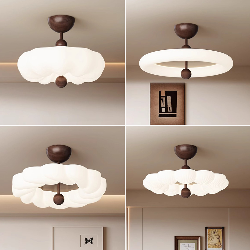 中古卧室灯奶油风吸顶灯复古法式高级感甜甜圈半吸吊灯儿童房灯具