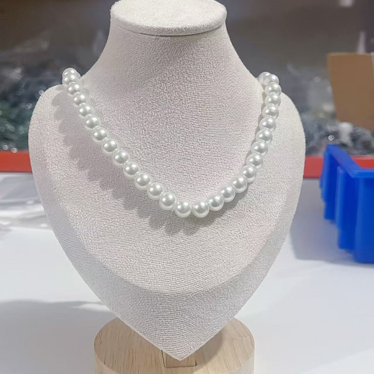 非金属仿珍珠项链 轻奢高级圆珠项链正圆女士项链锁骨链妈妈礼物