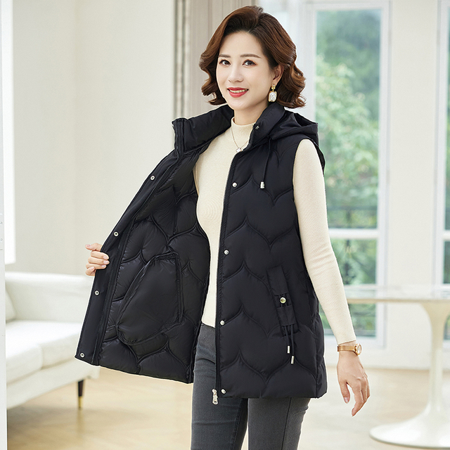 200斤中老年人中长款棉马甲女秋冬妈妈装加肥加大码坎肩保暖外套