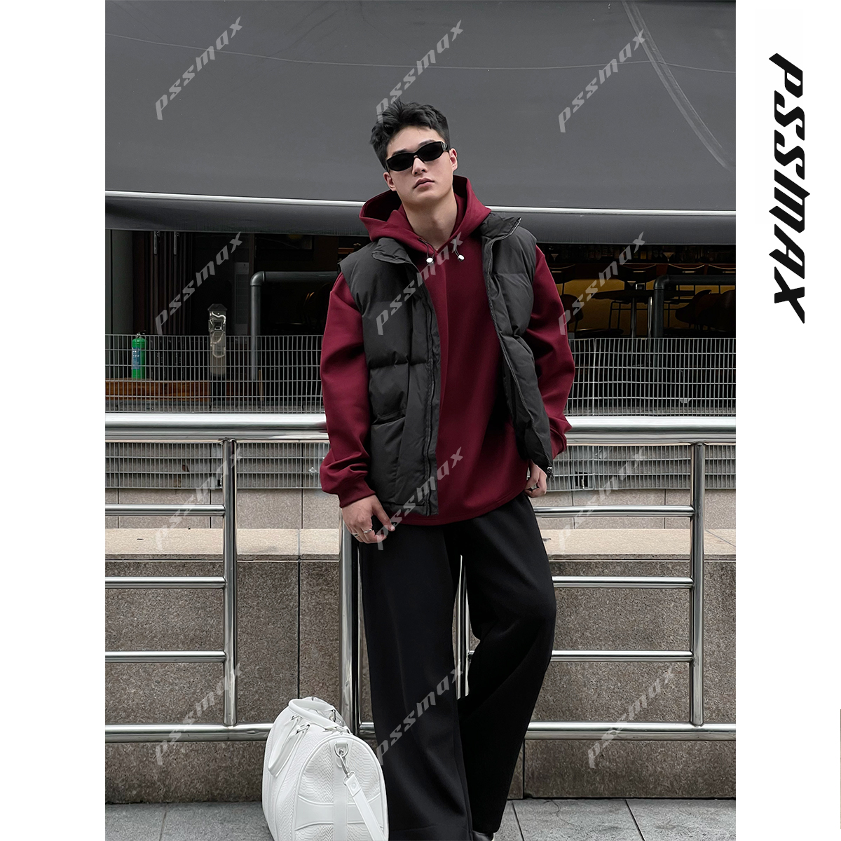 【现货】PSSMAX 胖俗俗【美式连帽卫衣】2025早秋宽松休闲口袋男卫衣