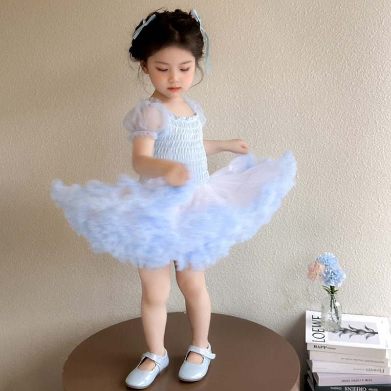 女夏季短袖公主裙春季连衣裙短裙蓬蓬裙裙子舞蹈服女宝宝凸凸裙