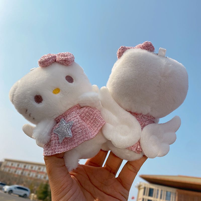 爆款天使KT猫挂件ins少女包包毛绒挂件可爱卡通高颜值公仔玩偶
