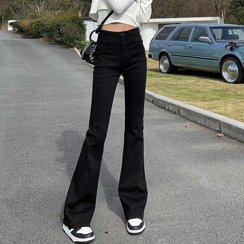黑色微喇牛仔裤女2025秋季新款高腰显瘦喇叭裤修身弹力拖地马蹄裤