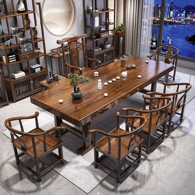 高端实木大板茶桌桌椅组合中式一体办公室一整套泡茶家用禅意茶几