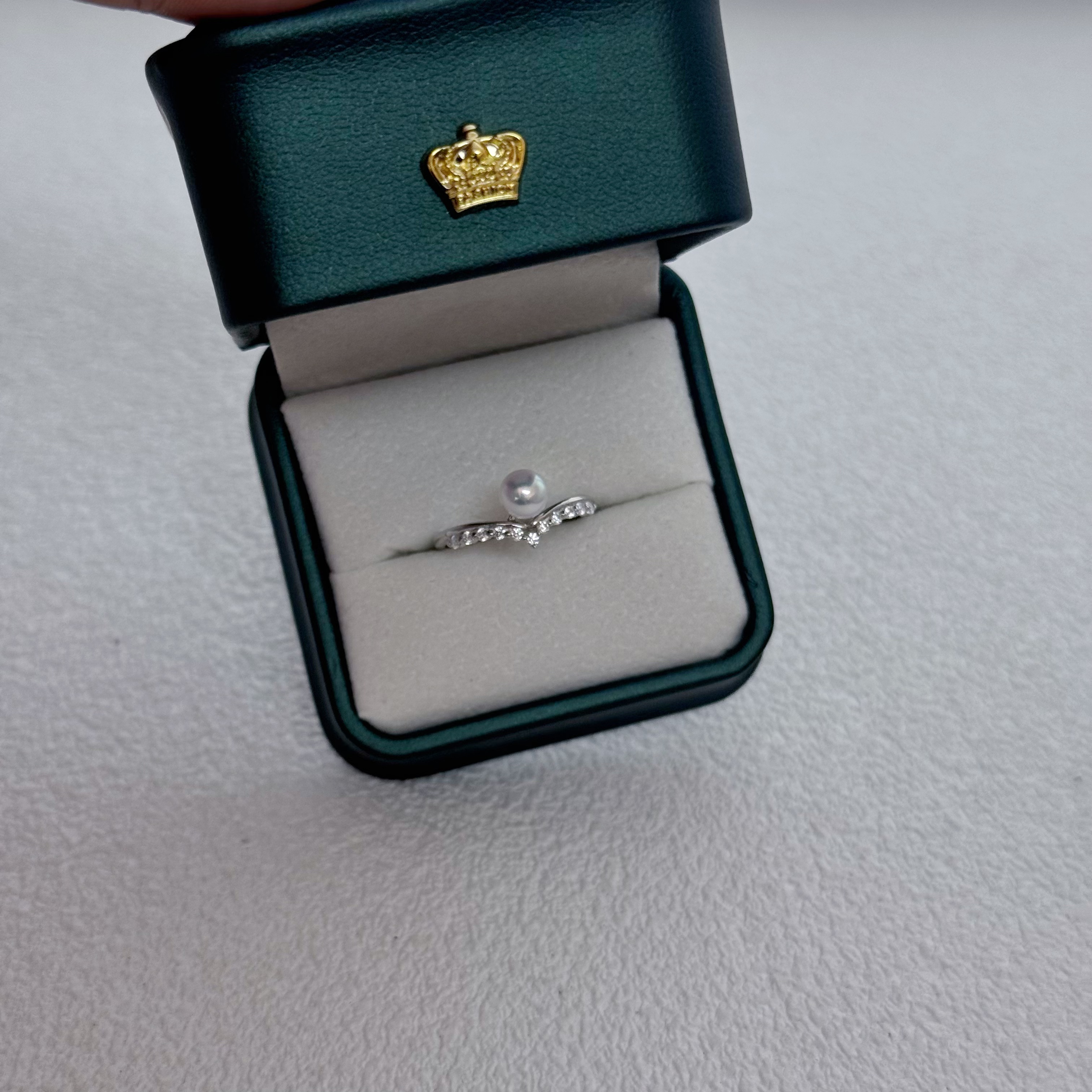 【珠纪儿】淡水珍珠5.5-6mm设计款皇冠戒指仪式感S925银开口戒