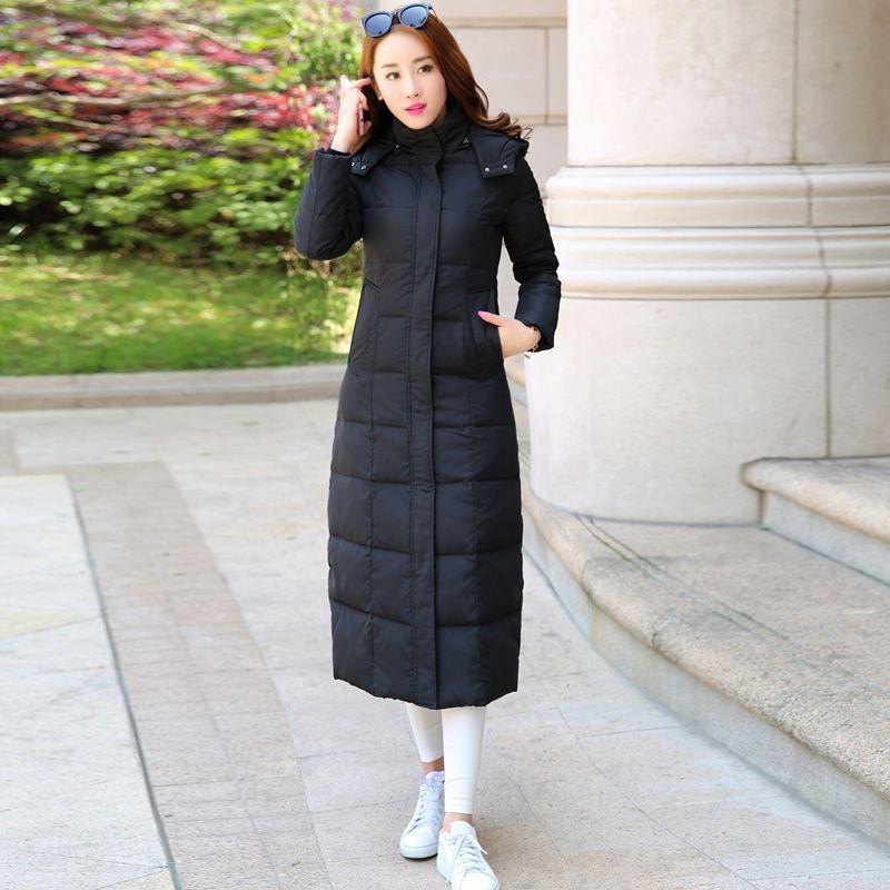 2025新款超长款羽绒服女长过膝加厚冬装可脱卸帽大码修身中长外套