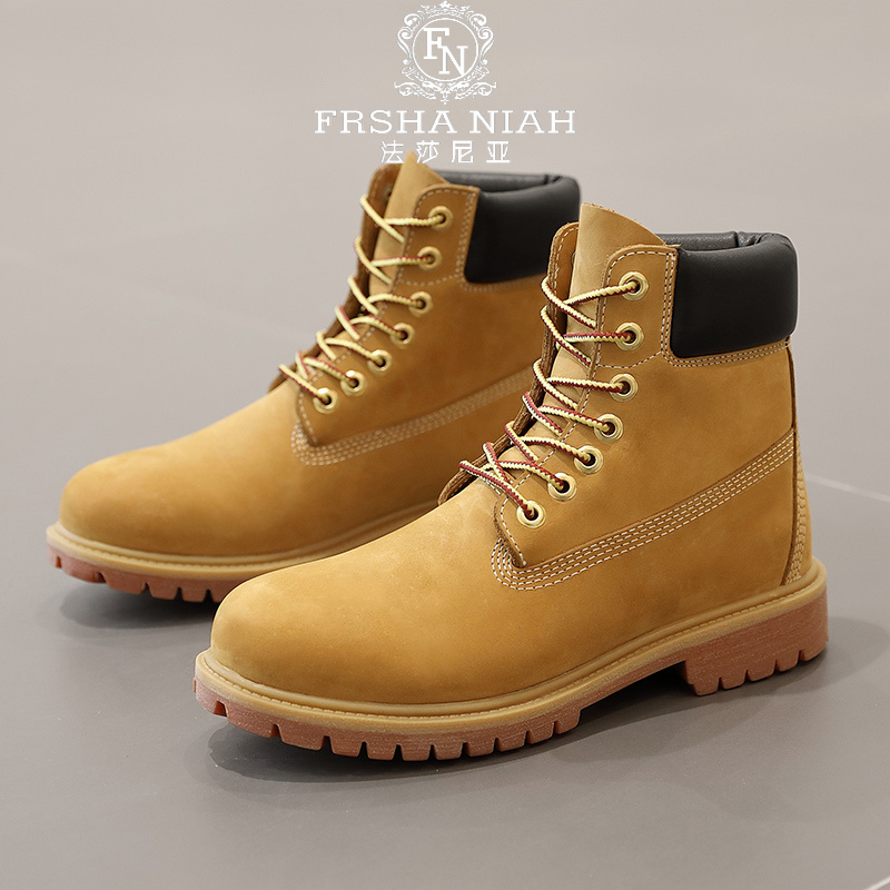 法莎尼亚复古高帮马丁靴时尚潮流防滑增高男鞋新款痞帅轻便工装靴