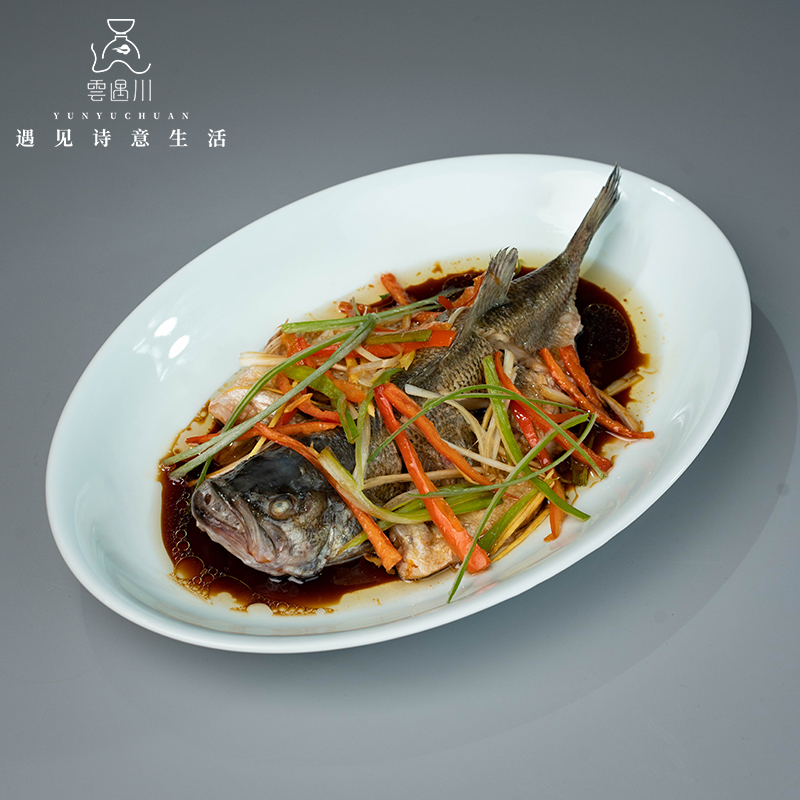 云遇川鱼盘合集景德镇高温高白瓷盘家用盘菜盘鱼盘轻奢高级感盘子