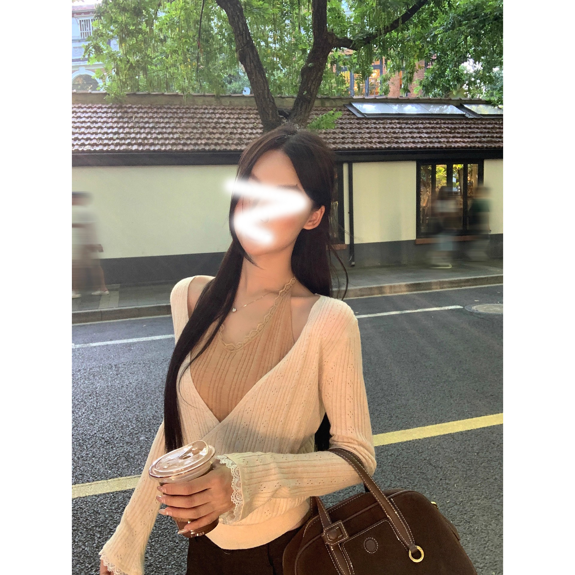 长袖针织衫女韩系秋冬款穿搭上衣假两件氛围感设计感辣妹修身毛衣