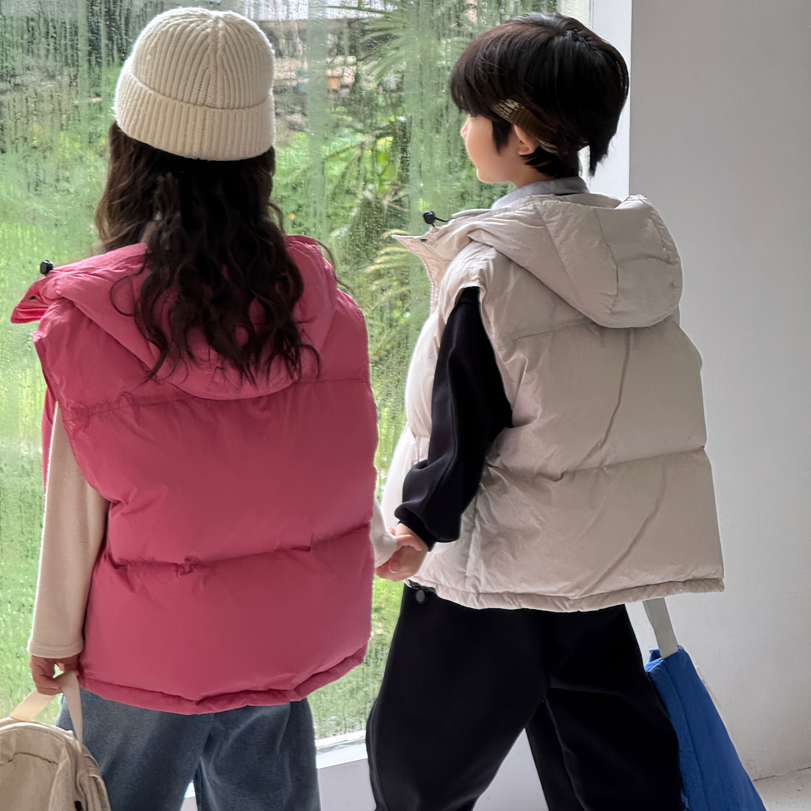 童装儿童羽绒马甲韩版秋冬背心外穿男童女童中大童亲子装连帽坎肩