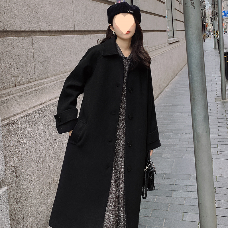 今年流行双面绒毛呢外套女中长款黑色洋气小个子学生呢子大衣