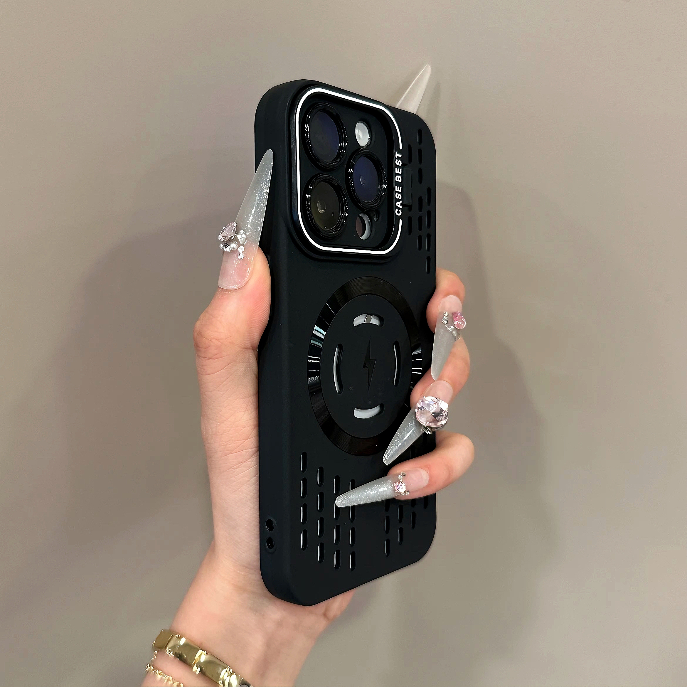 雅天立炫酷磁吸镂空散热壳适用iPhone16手机壳15promax/14支架13