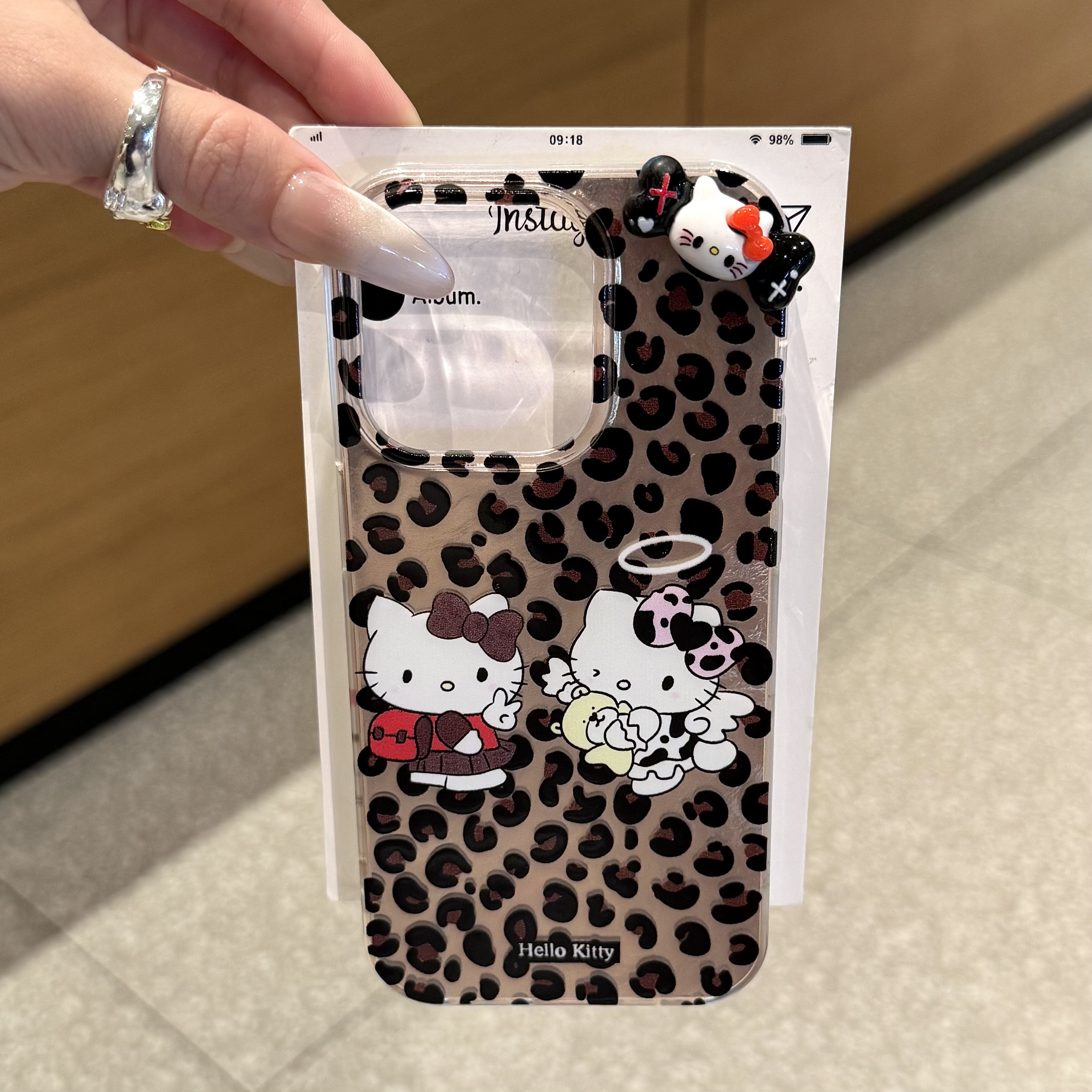 甜酷ins豹纹kitty猫适用苹果16手机壳17秋冬华为vivoppo小米15女