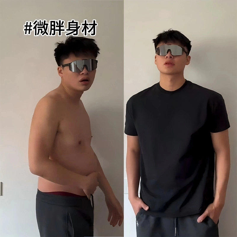 黑色正肩t恤男夏季微胖男生穿搭重磅小领口短袖纯棉内搭显瘦半袖