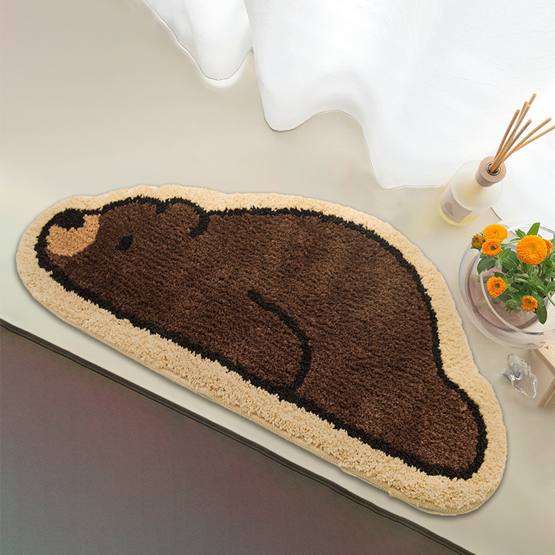 暖藻 可爱动物房间毛绒儿童房地毯地垫可爱卡通床边毯防滑耐脏