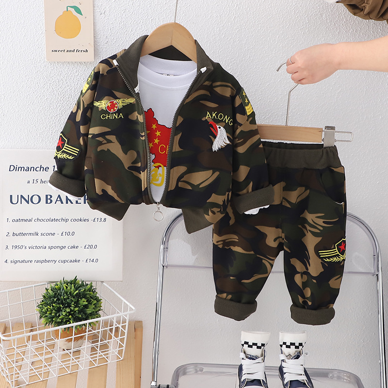 【沫沫家】男女童春秋洋气儿童酷帅休闲迷彩新款幼儿宝宝春秋套装