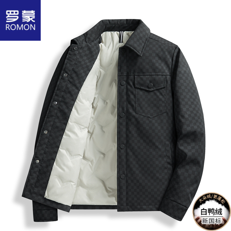 Romon/罗蒙羽绒服冬季新款潮流男休闲翻领抗寒保暖加厚羽绒服外套