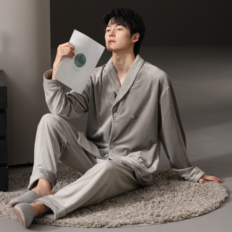 【海岛绒】秋冬款睡衣男冬款法兰绒保暖加绒加厚时尚休闲男家居服