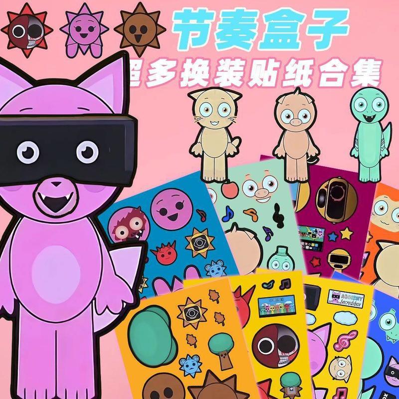 新款Sprunki节奏盒子人物换装贴纸儿童手工diy