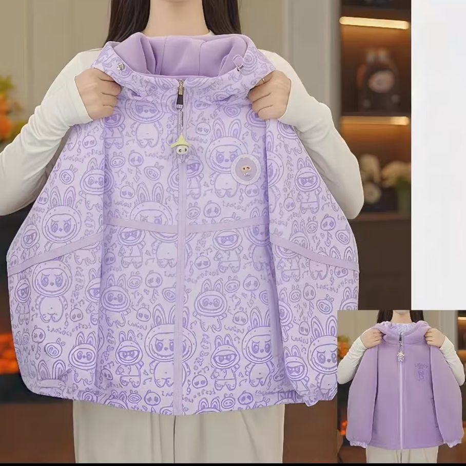 女童外套秋冬款2025新款洋气儿童冬装加绒加厚女孩双面穿冲锋衣潮