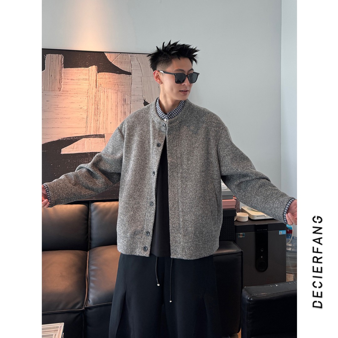 2025新款潮牌男士秋冬季夹克假两件夹克休闲宽松情侣款夹克外套潮