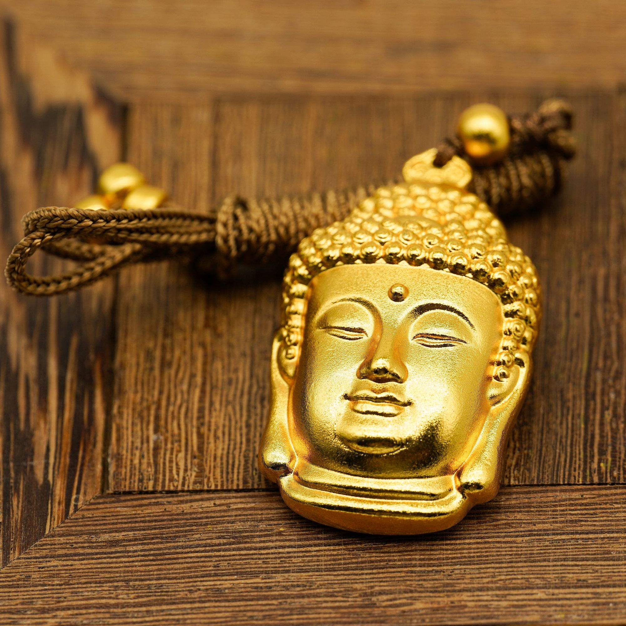 非金属棉绳项链 女船锚/舵铜合金轻奢饰品链子大佛头复古宫廷金色