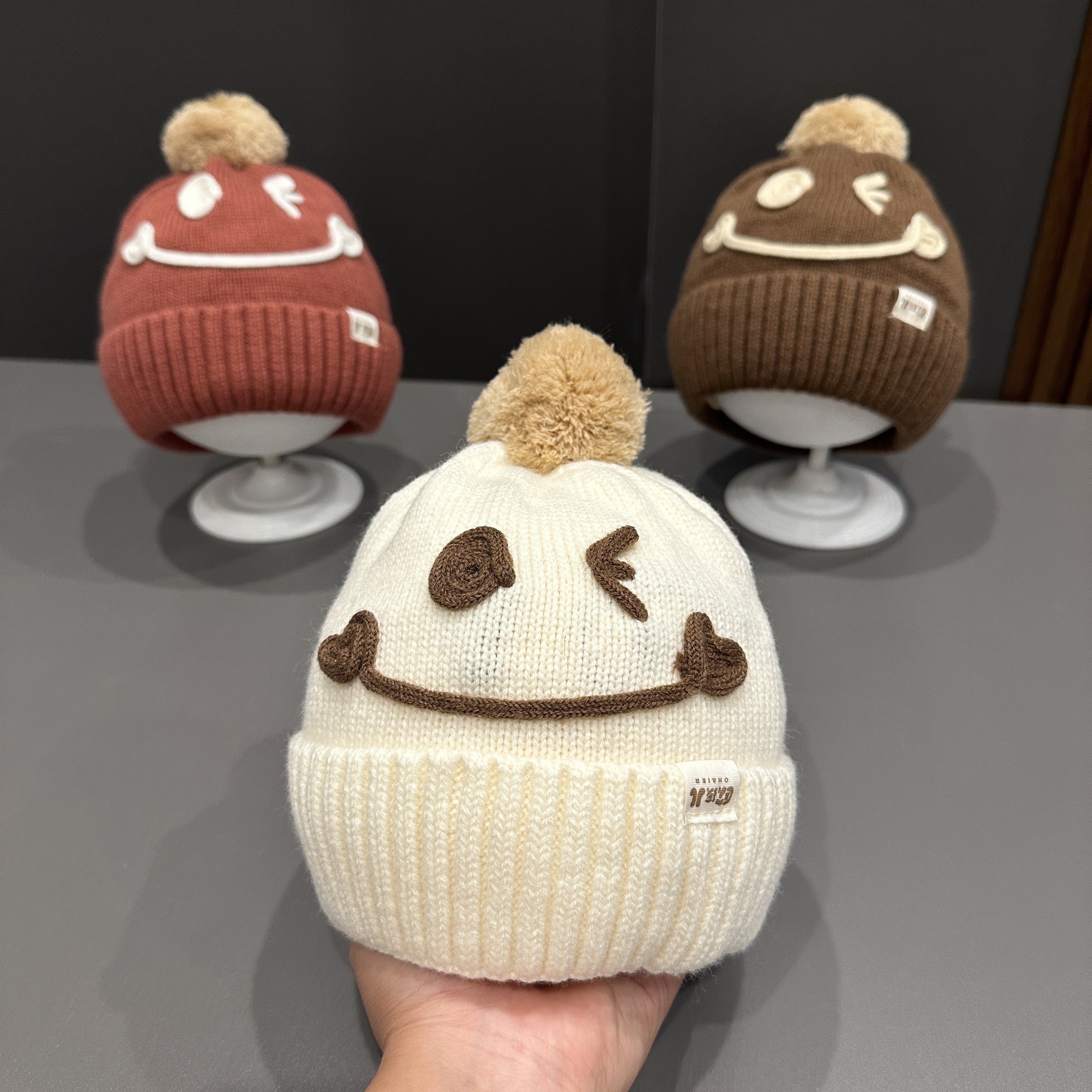 宝宝帽子秋冬季双层内里保暖针织套头帽男童女孩户外保暖毛线帽潮