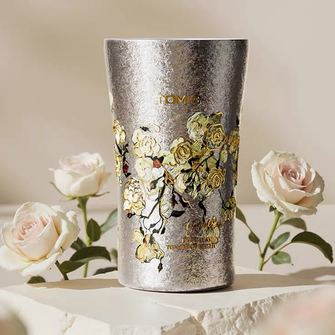 tomic特美刻梵高钛杯双层隔热饮料啤酒杯轻量化户外露营纯钛水杯