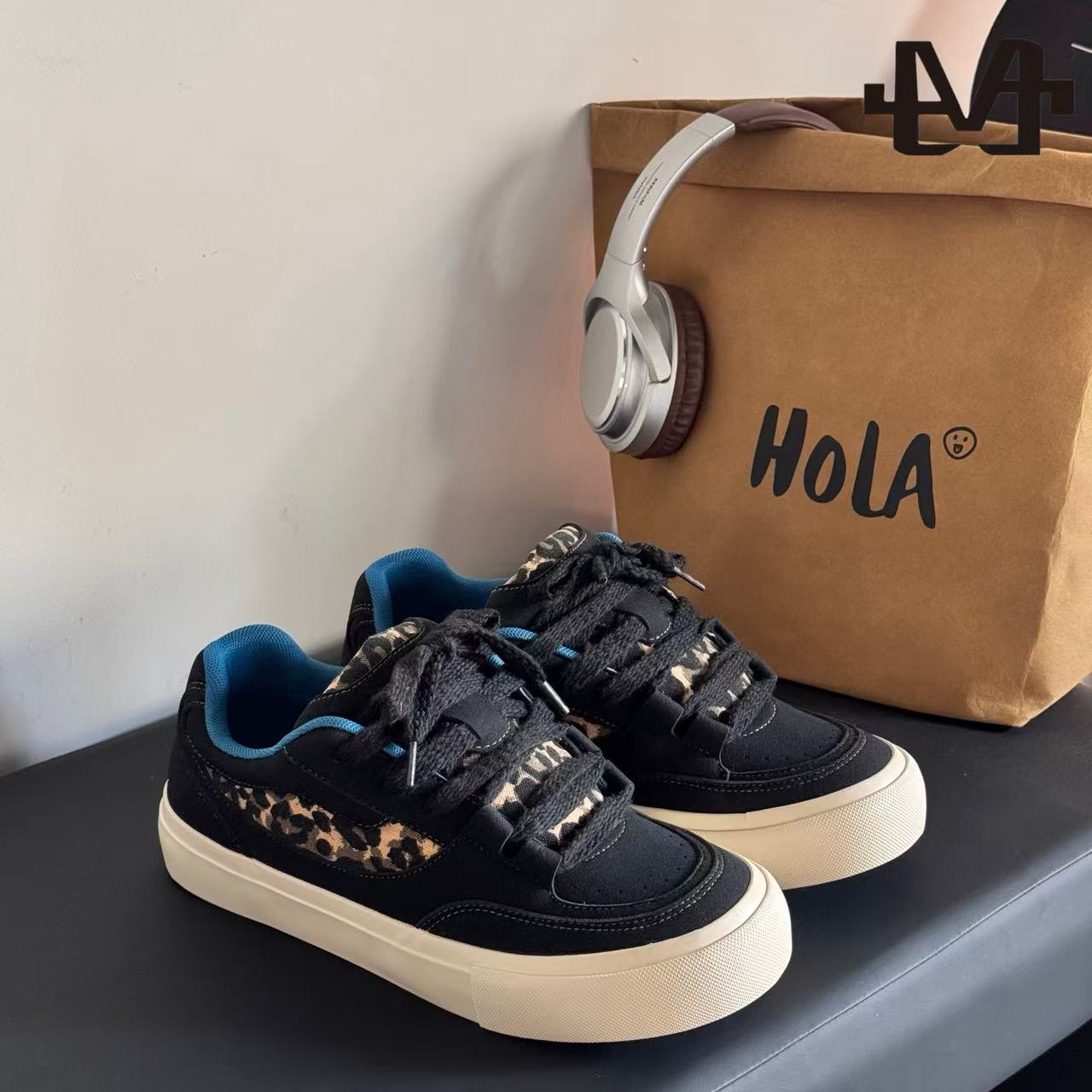 【原创设计】豹纹2025新款男鞋痞帅板鞋秋季小众休闲面包鞋男