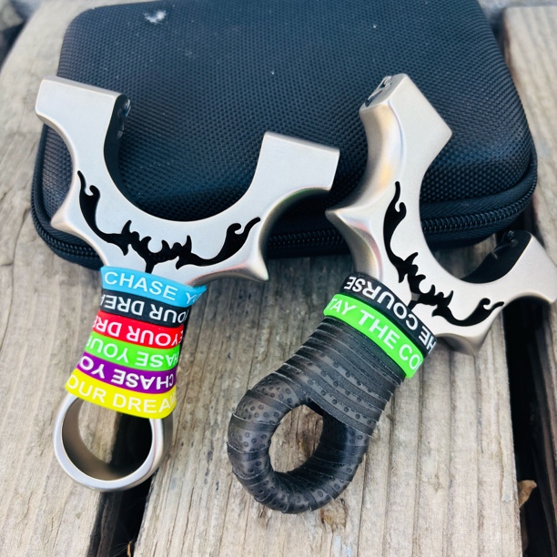 不锈钢火焰8020 9025龙齿快压按扣玩具弹弓体育比赛竞技