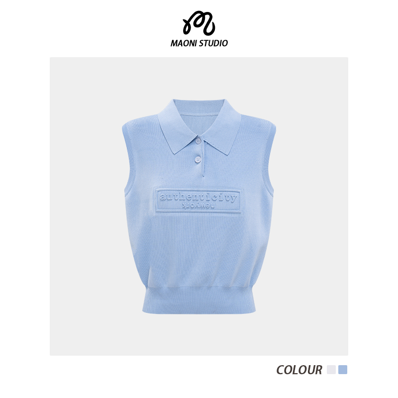 毛妮LADIESFIRST【盐系切片】立体字母压花针织背心无袖上衣L2008