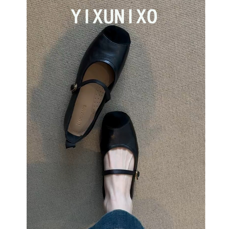 超软小羊皮~复古法式单鞋女平底芭蕾鞋浅口软底晚晚鞋子玛丽珍鞋