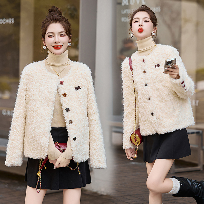 羊羔毛皮毛一体外套女短款秋冬新款高级感小个子宽松洋气百搭上衣