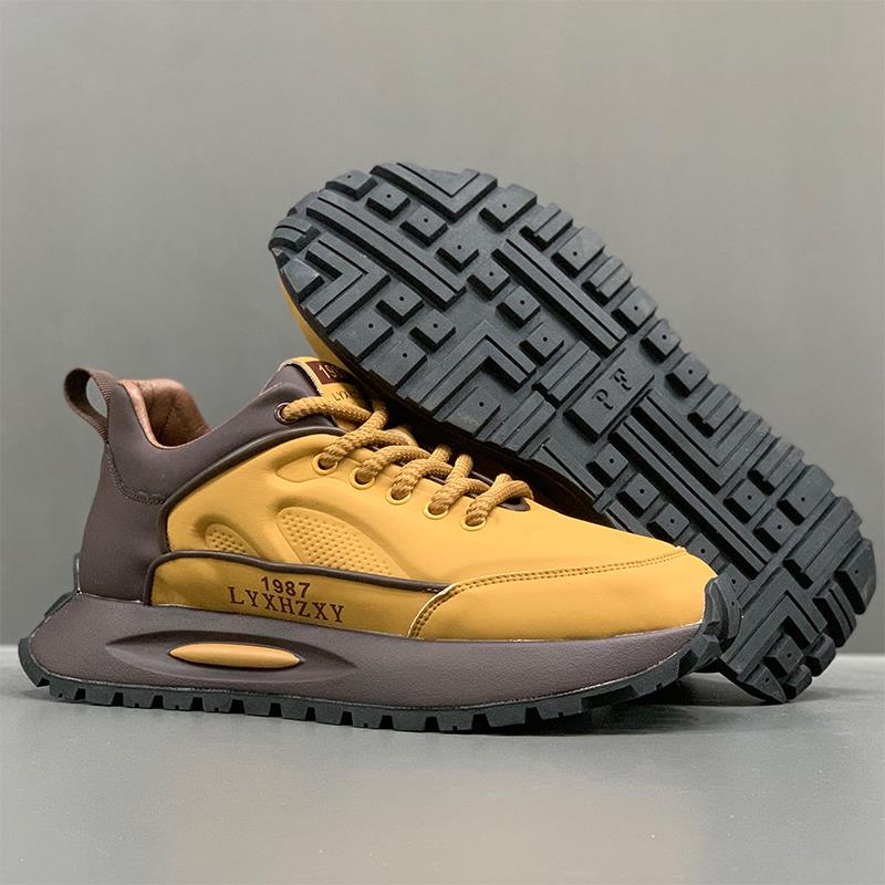 夏欧洲站男鞋2025新款夏季加绒潮鞋厚底运动休闲鞋网红慢跑老爹夏