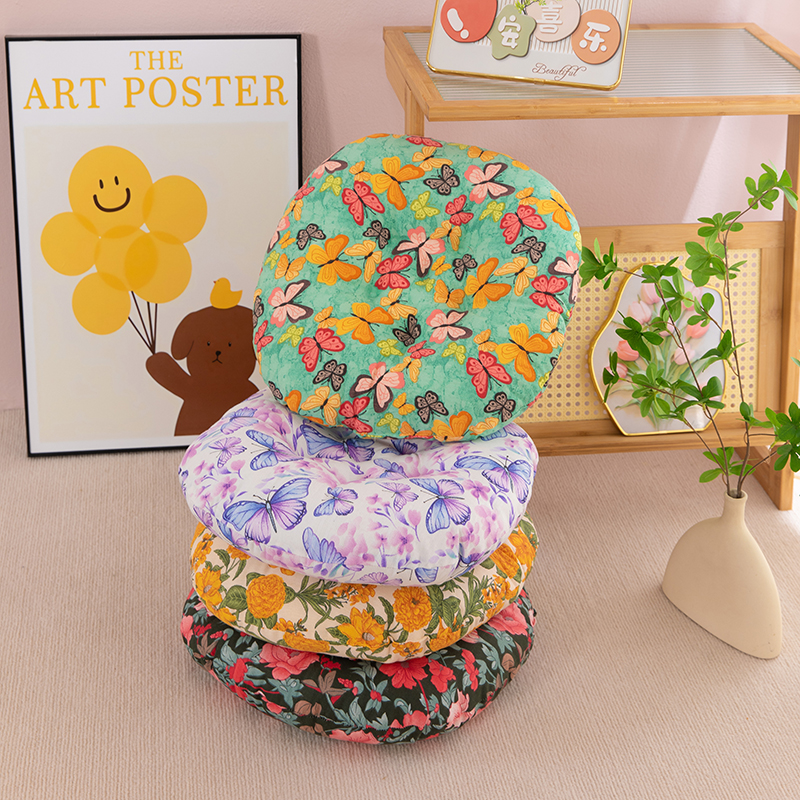 夏季款棉麻圆形椅子坐垫居家用民族风双面蒲团榻榻米地板垫子