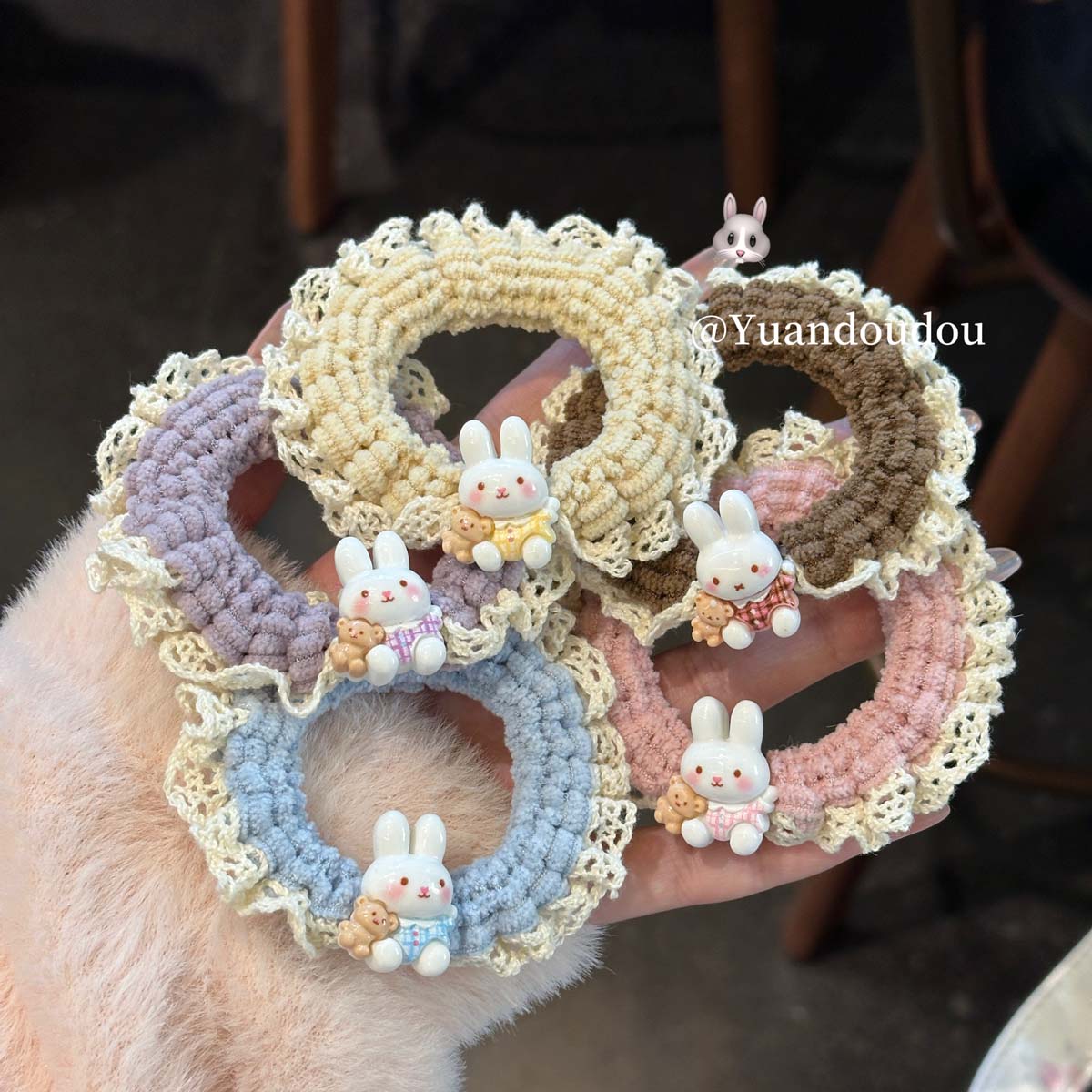 甜美蕾丝花边米菲兔发圈卡通少女马尾小肠圈高颜值ins可爱发绳