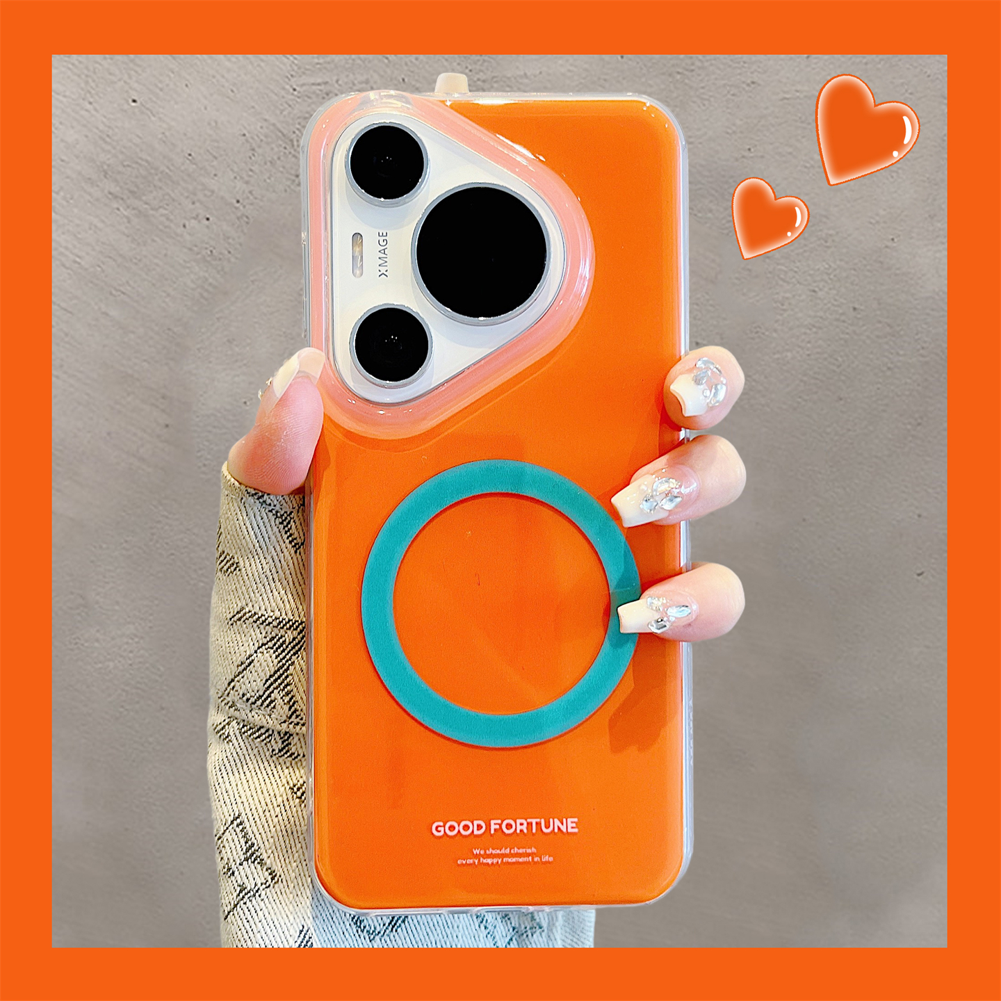 适用华为pura70pro+手机壳70Ultra高级感橙色磁吸pura80pro简约女