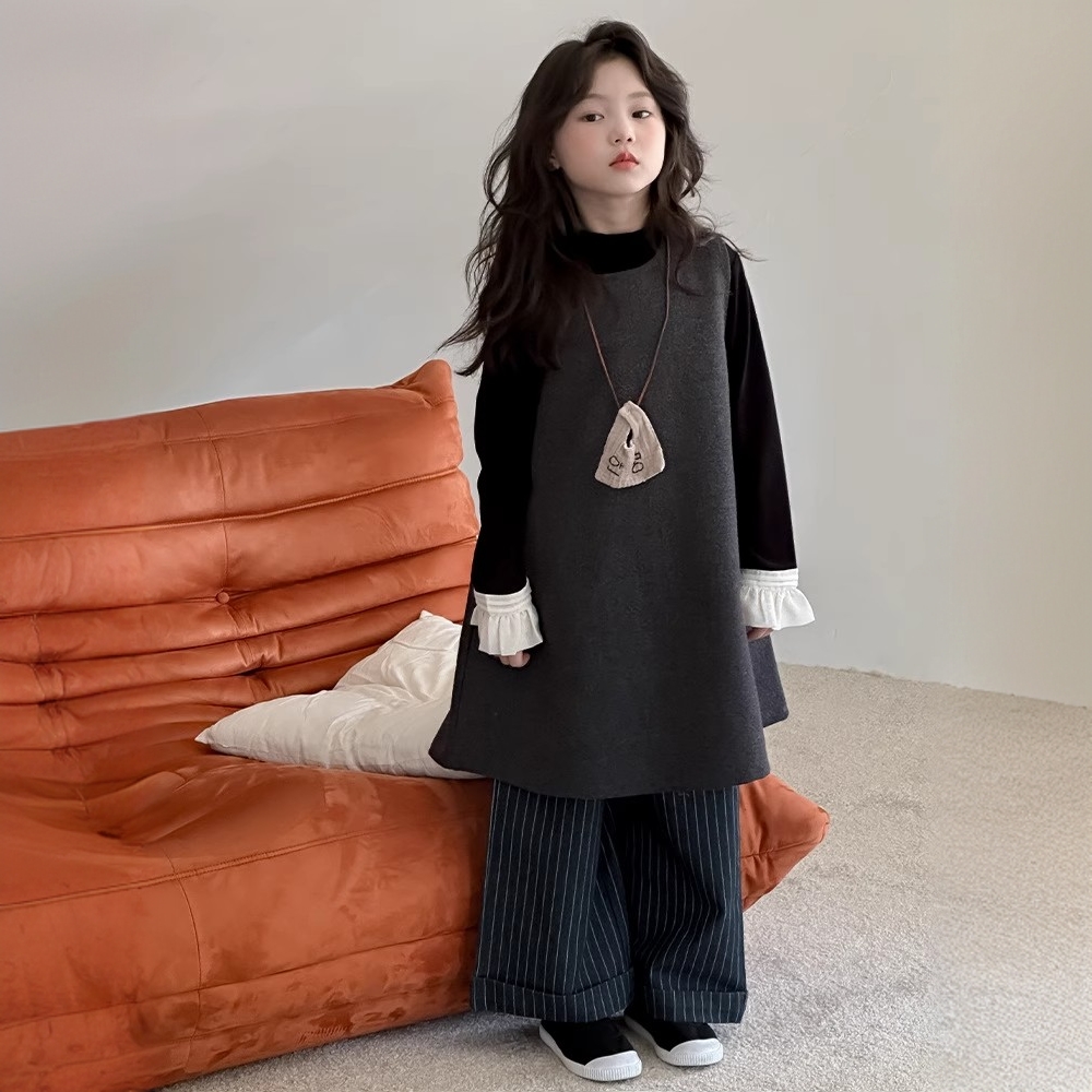 女童秋季裙子套装2025新款时尚洋气韩系高级感穿搭儿童秋装背心裙