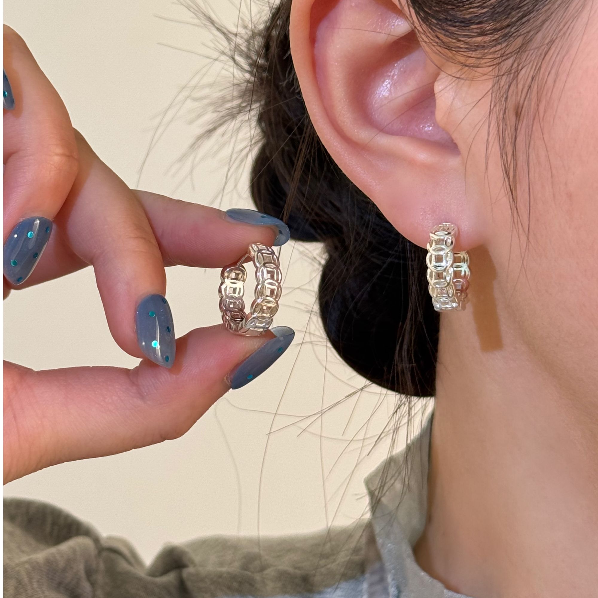 999银耳饰 【钱多多】耳环古钱币造型简约百搭小众设计感耳扣