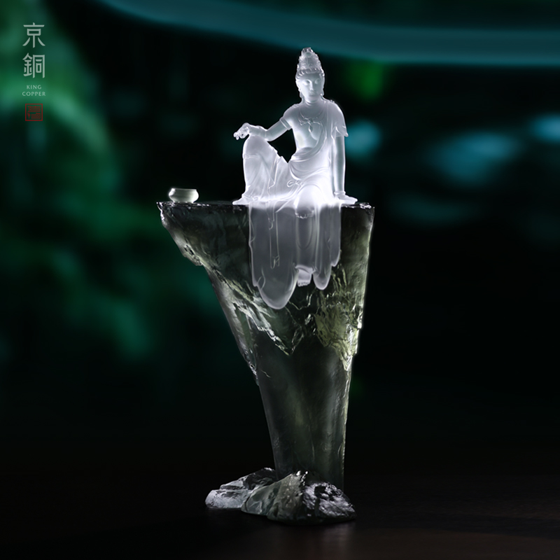 京铜水月观音·观空照见琉璃桌面摆件茶桌摆件禅意手工工艺品茶道