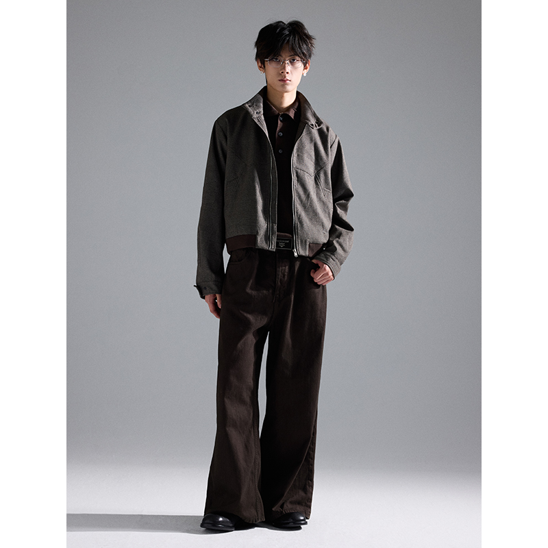 TAICHIISM秋季新款棕色直筒牛仔裤