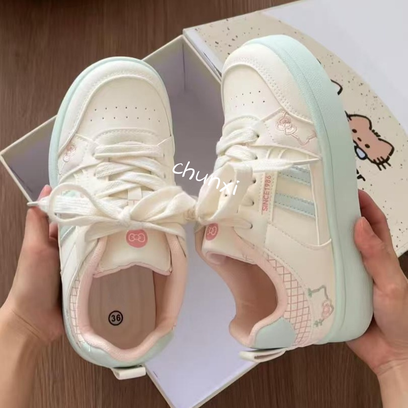 粉色厚底小白鞋女透气2025夏秋新款chic小众设计休闲学生运动板鞋