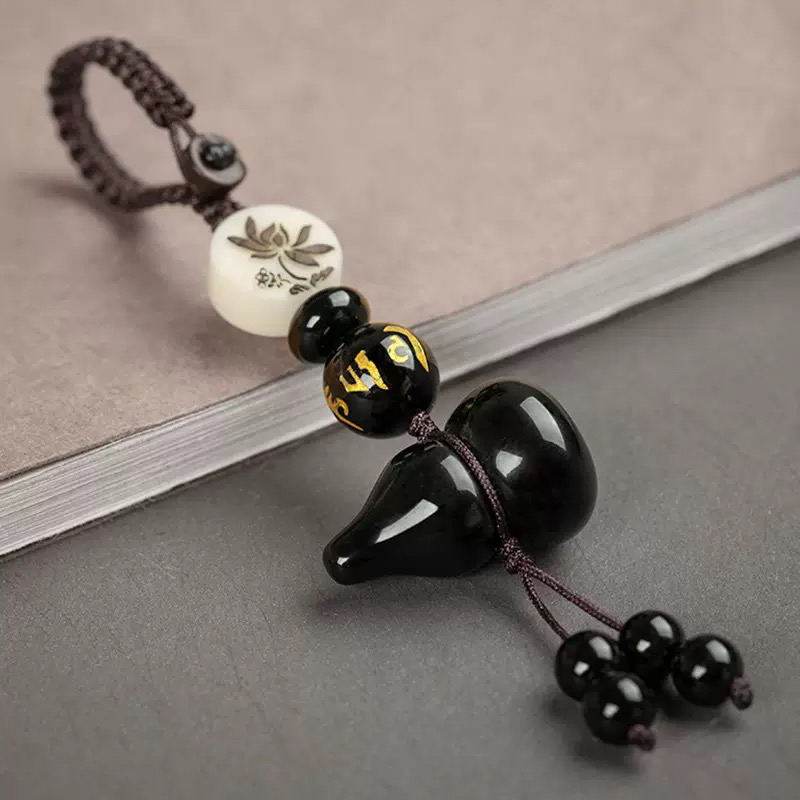 黑曜石葫芦天然饰品福禄寿钥匙扣背包挂件